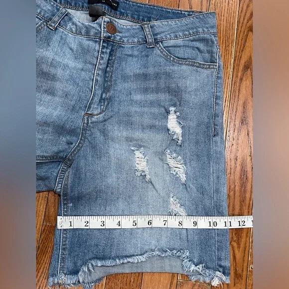 Fashion to Figure Blue Distressed Jean Shorts - Picture 11 of 11